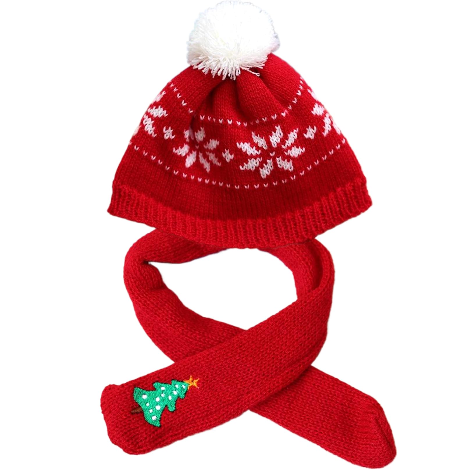 Christmas Decor Doll Clothes 1 Set Knitted Mini Christmas Hat and Scarf Set Multi-Purpose Doll Hat & Scarf for Bear, Wine Bottle, Snowman & More