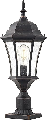 Miniatura 1 de Luz de poste grande para exteriores de 24 pulgadas con montaje en muelle de 3 pulgadas, bronce fundido de aluminio fundido para poste de jardín, con