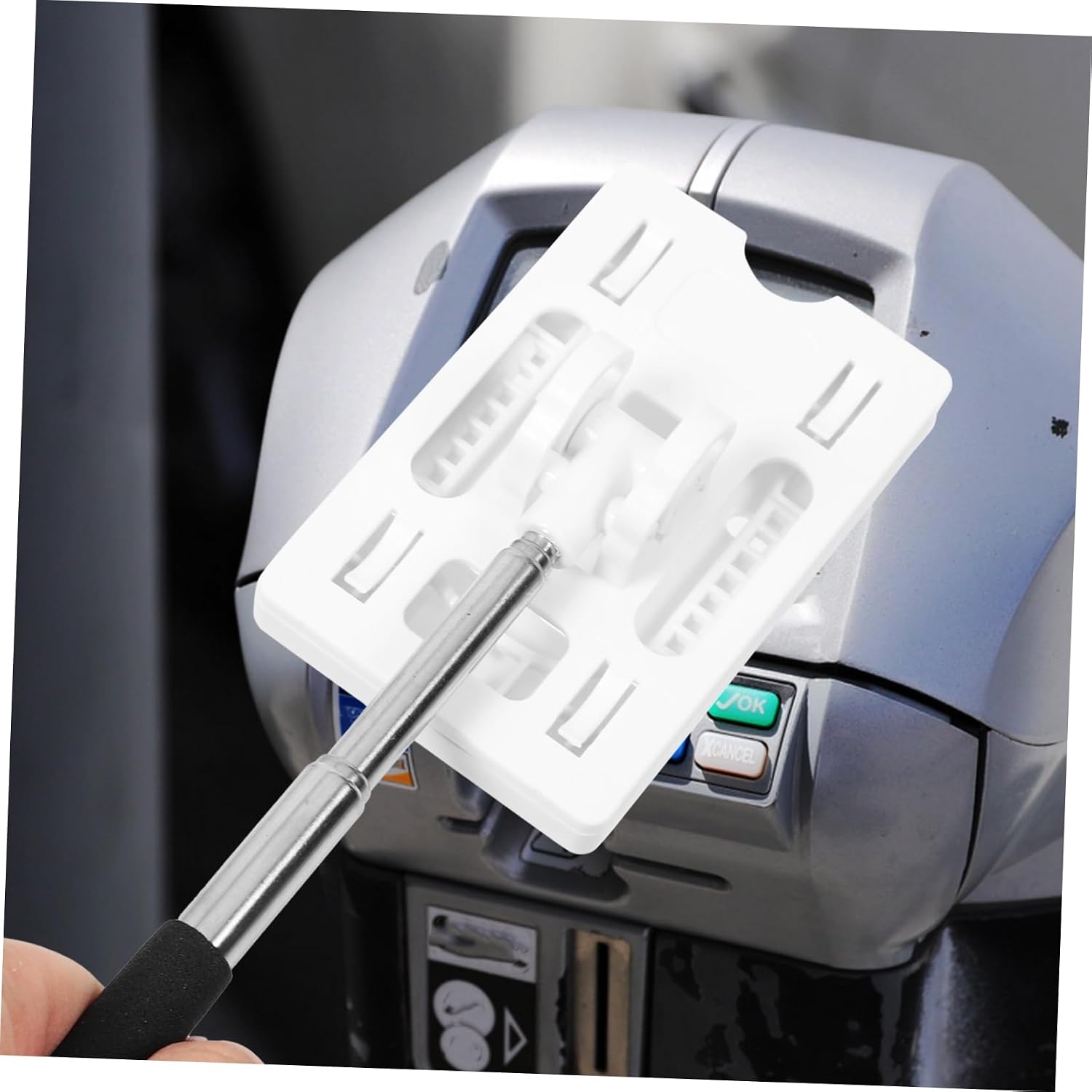 CHILDWEET Telescopic Parking Card Holder Rod for Toll Kiosks Vehicles White