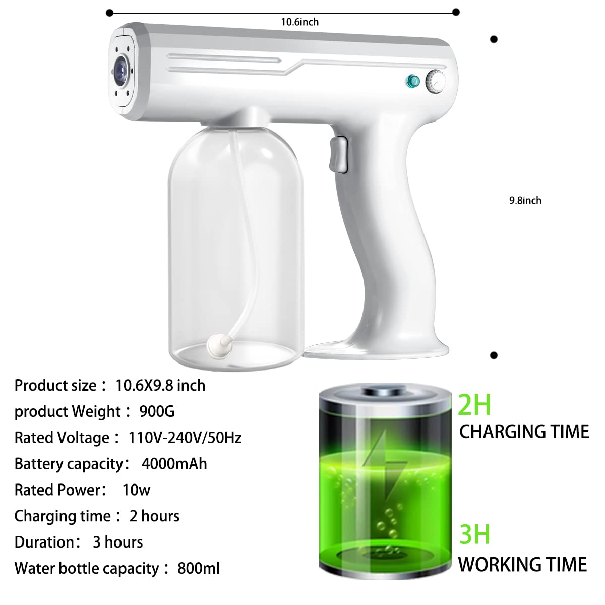 Mndrlin Electric Adjustable Fogger machine, 800ml Disinfectant Sprayer