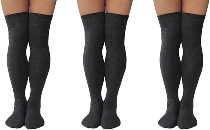 Amazon ヨーテイ Youtei 3足1組 ニーハイソックス メンズ 膝上 無地 春秋 25cm 27cm ダークグレー スポーツソックス 通販