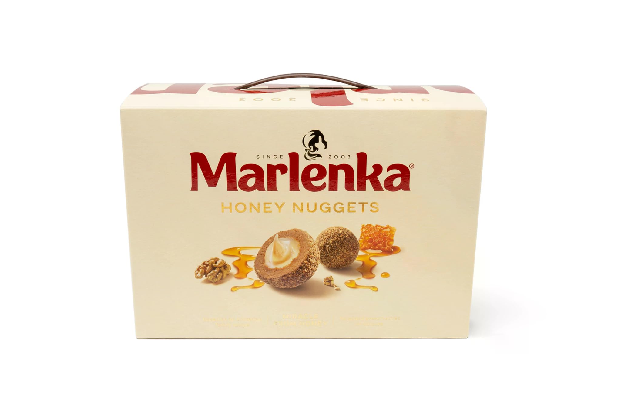 MARLENKA® Honigkugeln Geschenk Mix Pack | Honey Nuggets | Gebäckkugeln mit Honig | 4 x 10 Bälle | 4 x 235g | Süßigkeiten Großpackung | Lange Haltbarkeit - Ablaufdatum von mindestens 6 Wochen