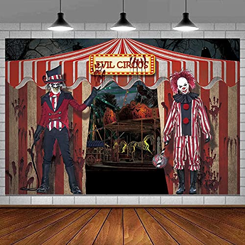 Fondo de fotografía de Halloween con temática de Circo de Terror de 6 x 4 pies, telón de Fondo de Fiesta de cumpleaños Gigante Malvado Payaso Cover