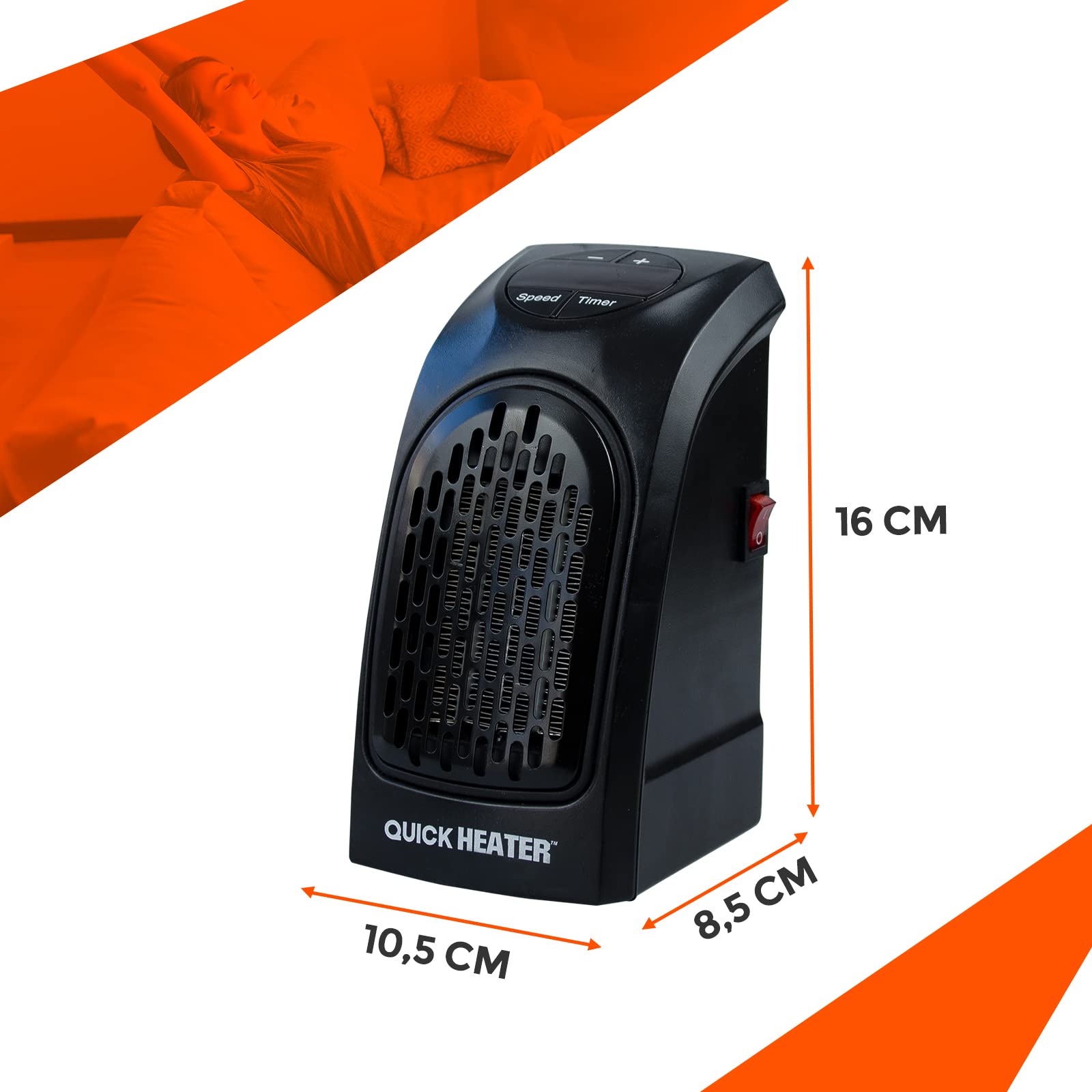 Mini radiatore elettrico piccolo | Riscaldatore basso consumo | Potenza 400 W | Programmabile fino a 12 ore | Temperatura regolabile