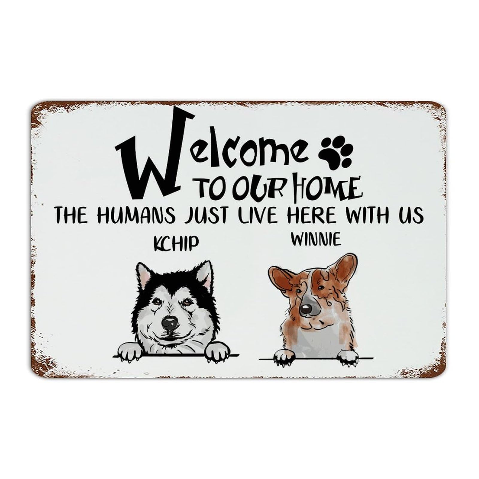 Plaque en métal Welcome au design soigné, décoration murale en acier robuste