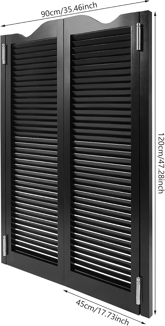 Cafe Swinging Doors Wood Saloon Doors, 36 x 48 Modern Swinging 2-Half Door Bar Doors Entrance Partition for Hallway Kitchen Doorway Bars Gardens Restaurants (Black)