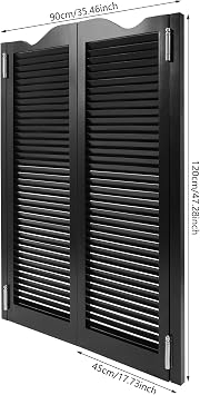 Cafe Swinging Doors Wood Saloon Doors, 36 x 48 Modern Swinging 2-Half Door Bar Doors Entrance Partition for Hallway Kitchen Doorway Bars Gardens Restaurants (Black)