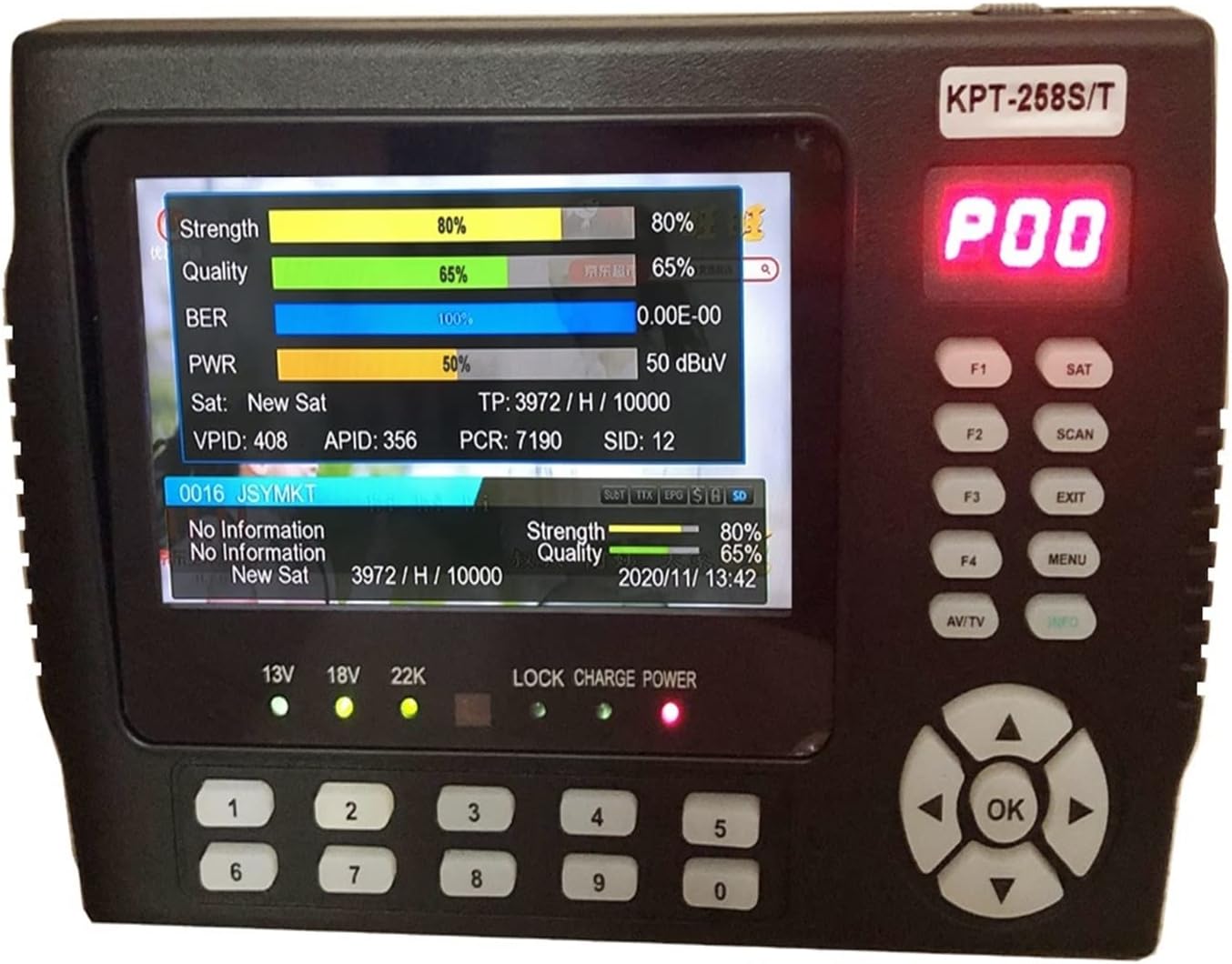 Satellite Finder, DVB-S2 DVB-T/T2 DVB-C Combo Digital Satellite Meter Finder H.265 Vs Kpt716ts Ws-6933 ST-5150 KPT-258ST S/T for Adjusting Sat Dish