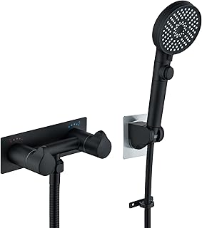 Beiyi RV Shower Faucet, Matte Black Metal Camper Shower Faucet with Hose and Shower 4" RV Outside for Travel Trailer, Camper, Motorhome
