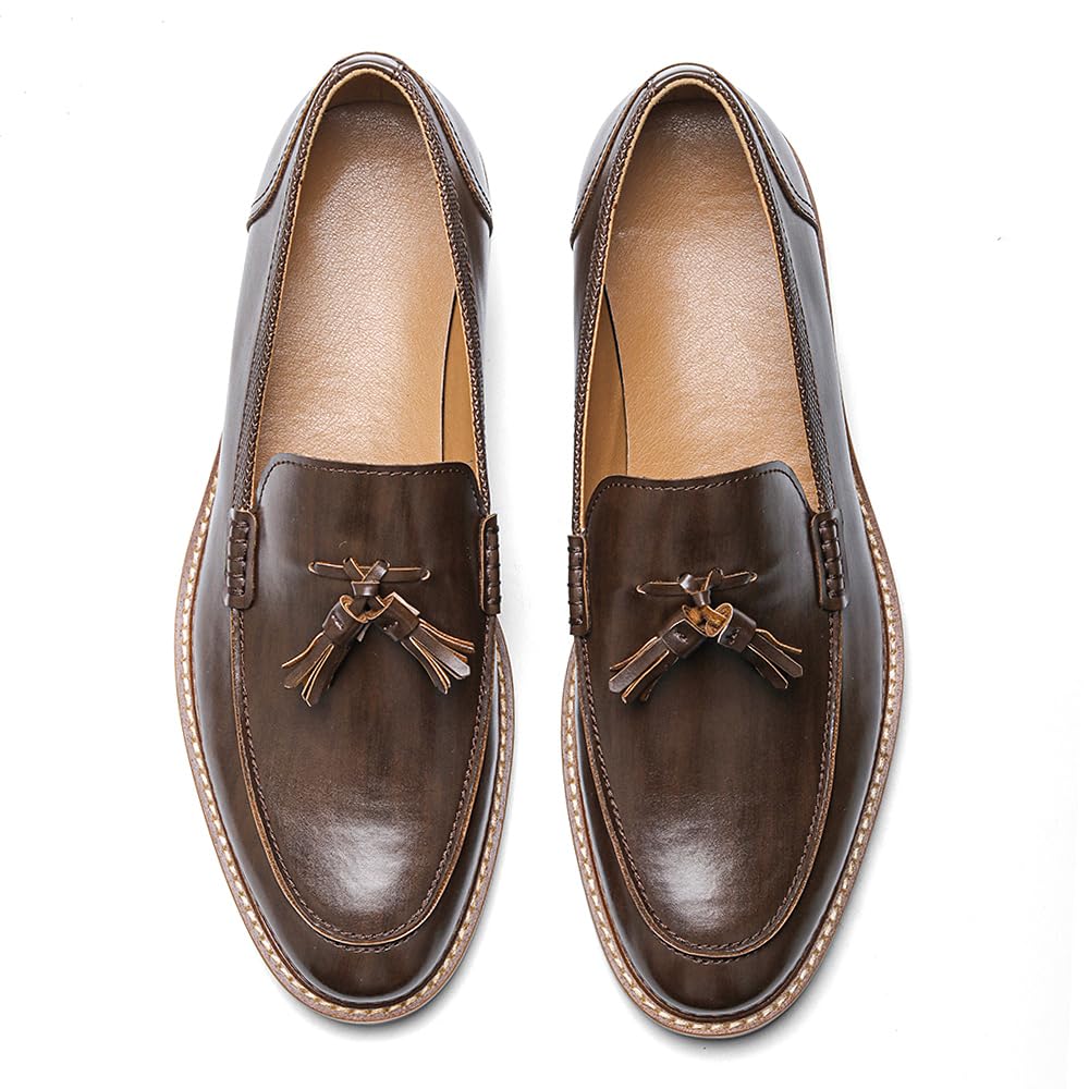 Harssidanzar Scarpe da uomo vintage con nappe e mocassini KM306EU