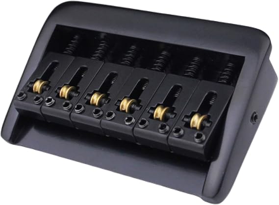 Guyker Adjustable Guitar Bridge 10.5mm String Space with Copper Fixed Saddles and Zinc Block Replacement Part for 6 String Electric Guitar (GG-2006, Black)