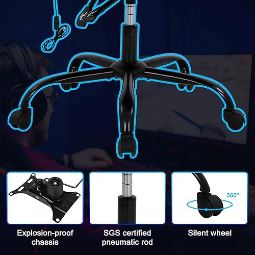 Miniatura 7 de Silla de juegos de PC, silla de oficina ejecutiva de respaldo alto, silla de computadora de piel sintética, soporte lumbar de carreras, reposapiés