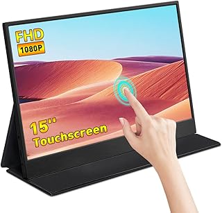 AYY Portable Laptop Monitor Touchscreen 15" IPS FHD 1080P Gaming Monitor HDMI External Display USB C Travel Second Monitor with Smart Cover & Dual Speaker for Laptop PC Phone PS4 Xbox Switch…