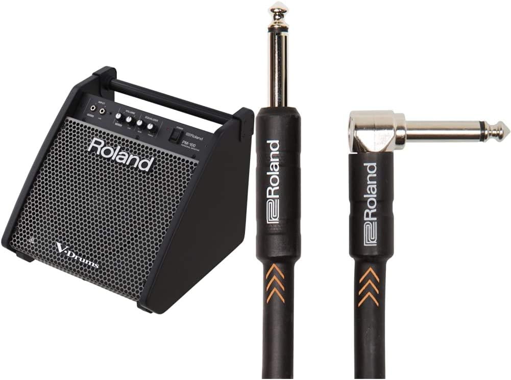 Roland PM-100 Electronic Drum Monitor + 10ft Instrument Cable Bundle