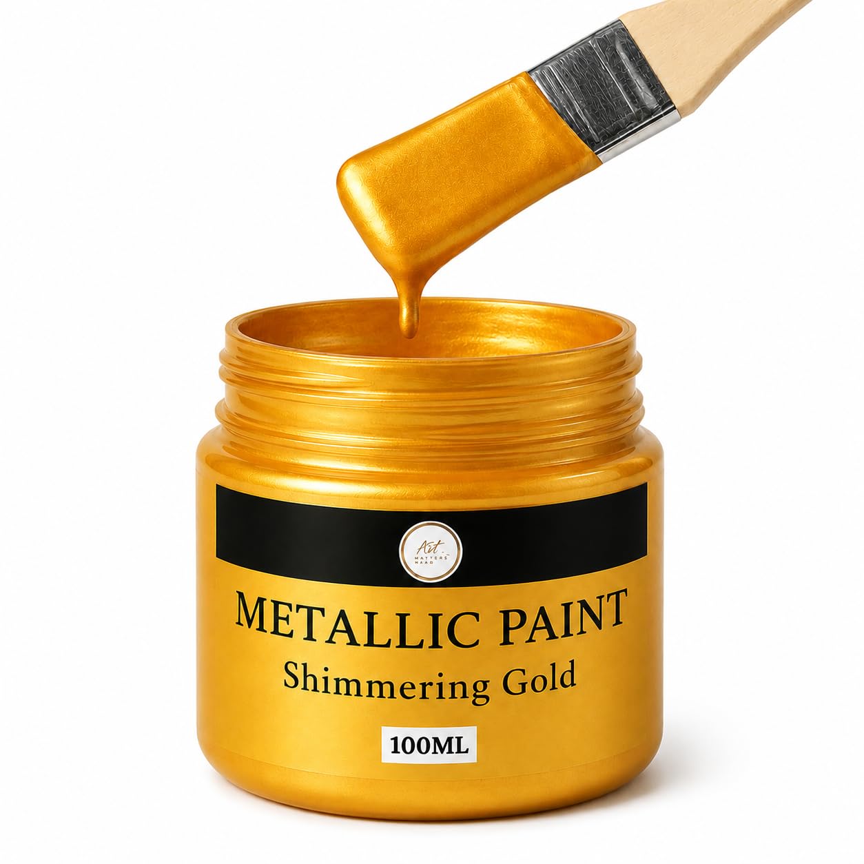 ASK VARK WALA Acrylic Paint Metallic Gold, Non Toxic, Non Fading, 100ml Gold Leaf Paint for Art, Painting, Handcrafts, Ideal for Canvas Wood Clay Fabric Ceramic (Gold)-picture-11