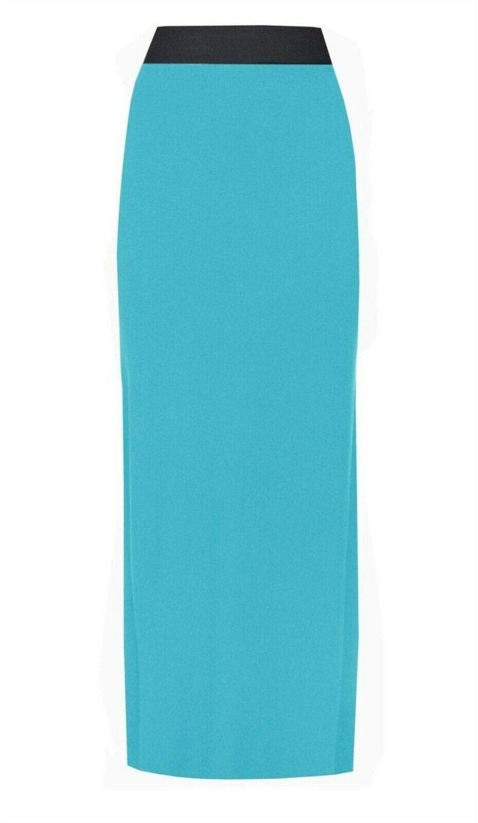 Fairy Trendz Ltd Women's Turquoise Plain Long Elasticated Gypsy Skirt Fancy Printed Jersey Maxi Skirt ( Uk 12-14)