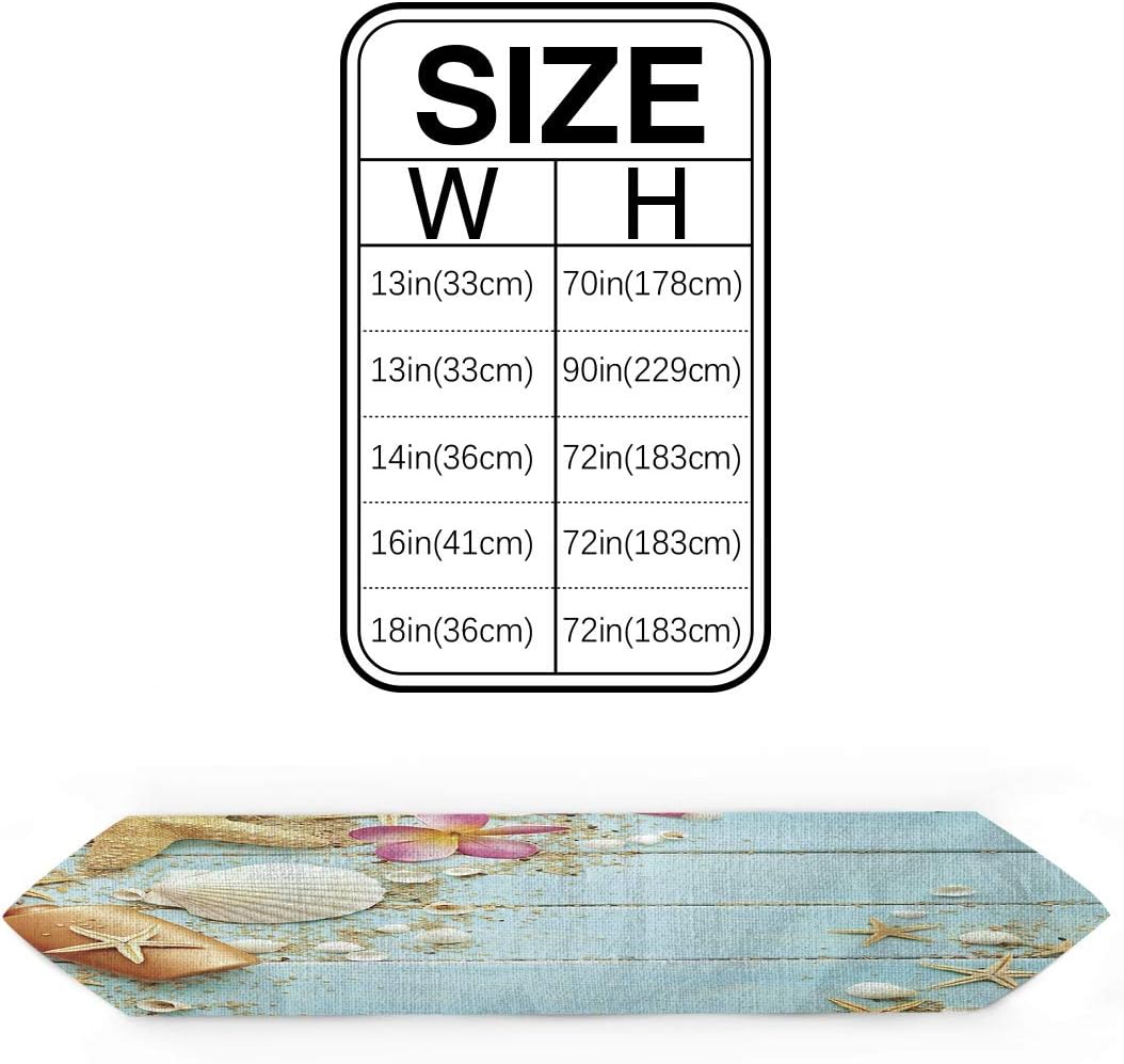 Uр Tо 40% оƒƒ FAMILYDECOR Linen Burlap Table Runner Dresser Scarves, Starfish Shell On Blue Wooden Kitchen Table Runners for Dinner Holiday Parties, Wedding, Events, Decor - 14 x 72 Inch