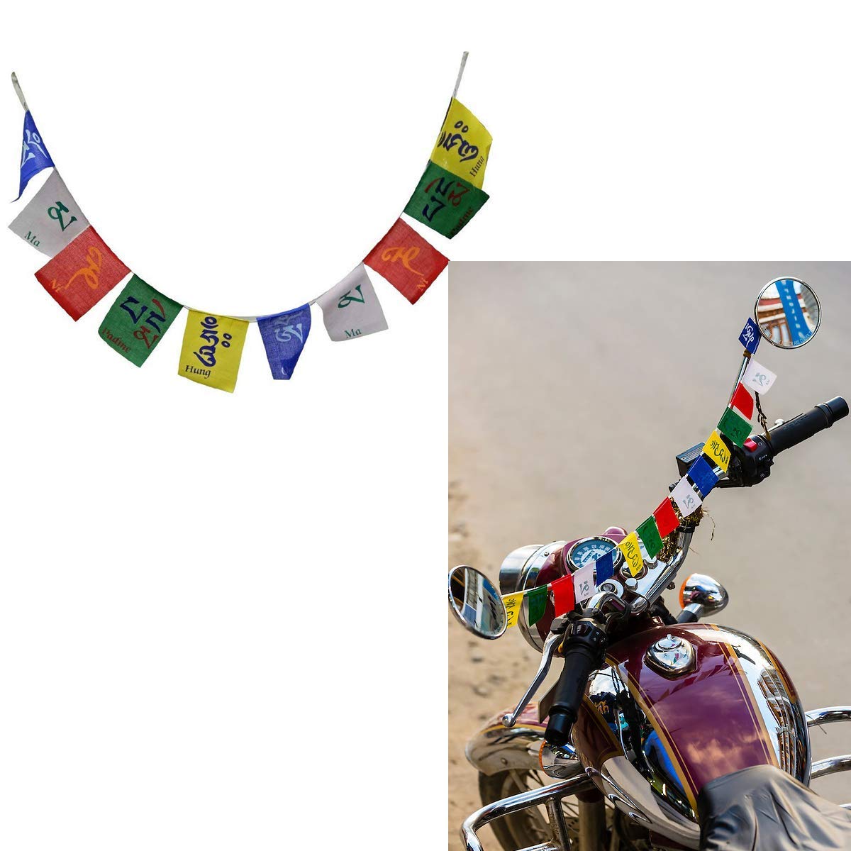 Spidy Moto Cotton Tibetan Buddhist Prayer Flags Laddakh Flag for Car