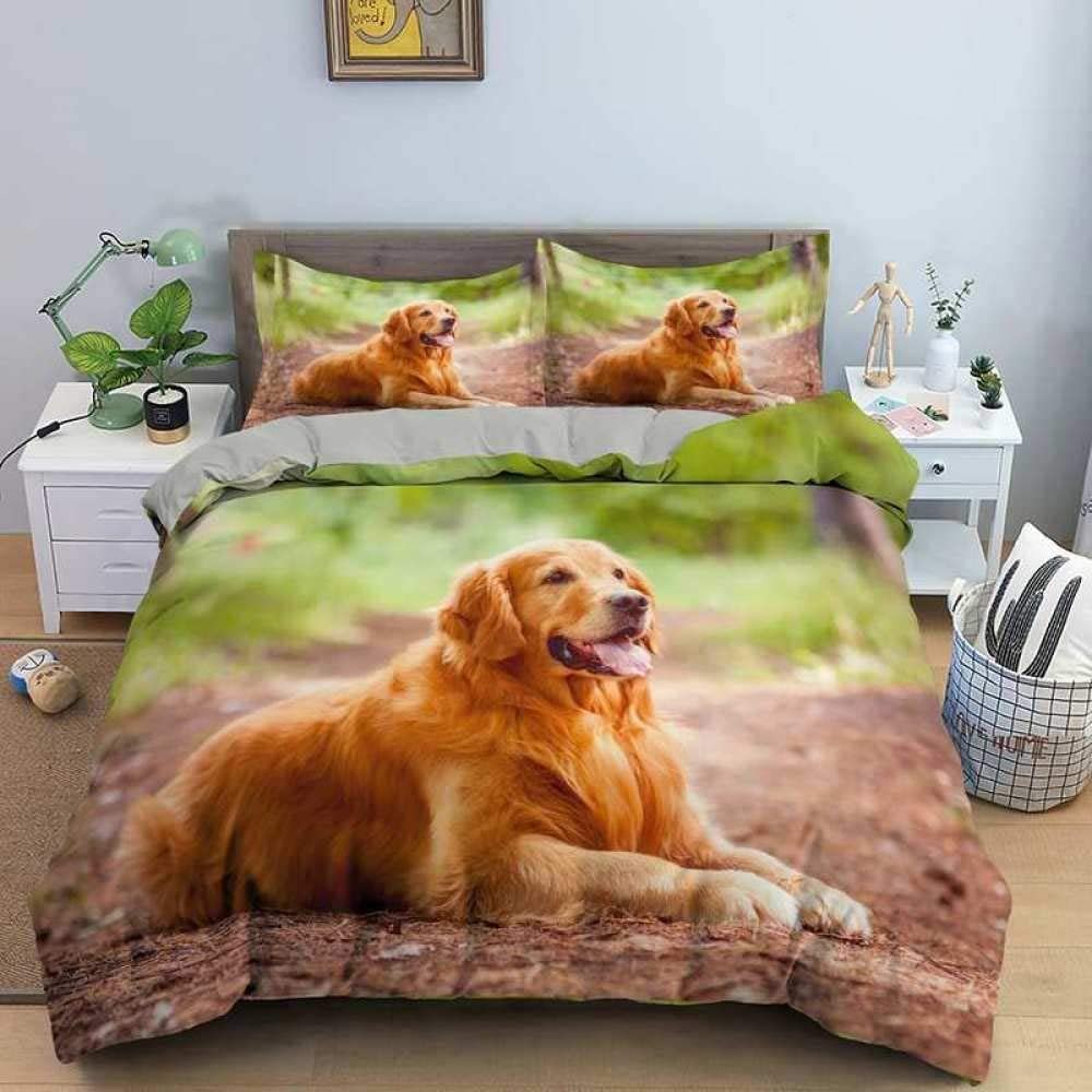 Funda Nordica Cama 105 Perro Perdiguero De Oro Amarillo Ropa de Cama para Niños Adultos con Cremallera cómodo y Transpirable Microfibra Fundas Nordicas 200x200 cm + 2 Fundas de Almohada 50x80 cm
