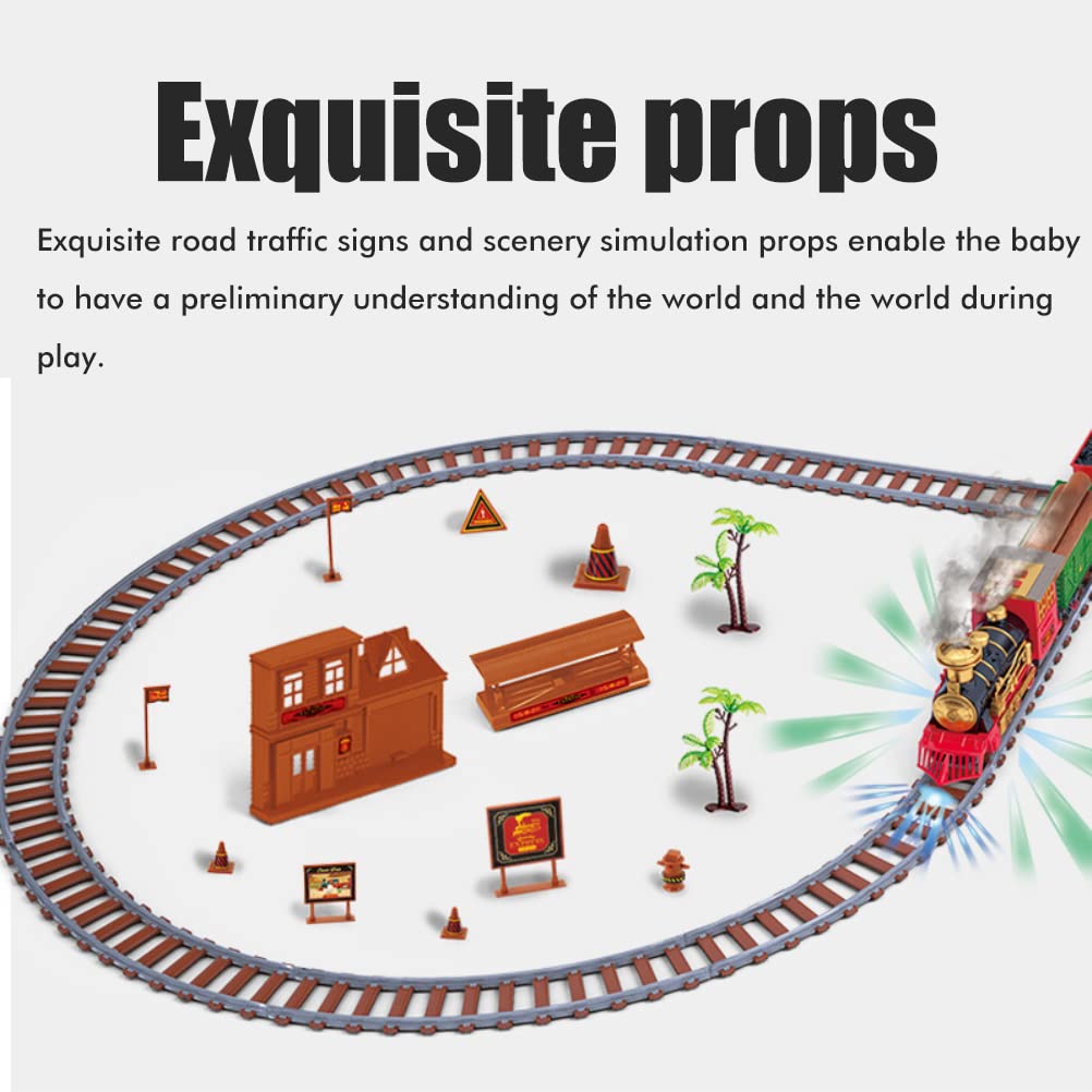 Juego de Tren Navideño con Faro y Humo, Juguete de Riel Eléctrico