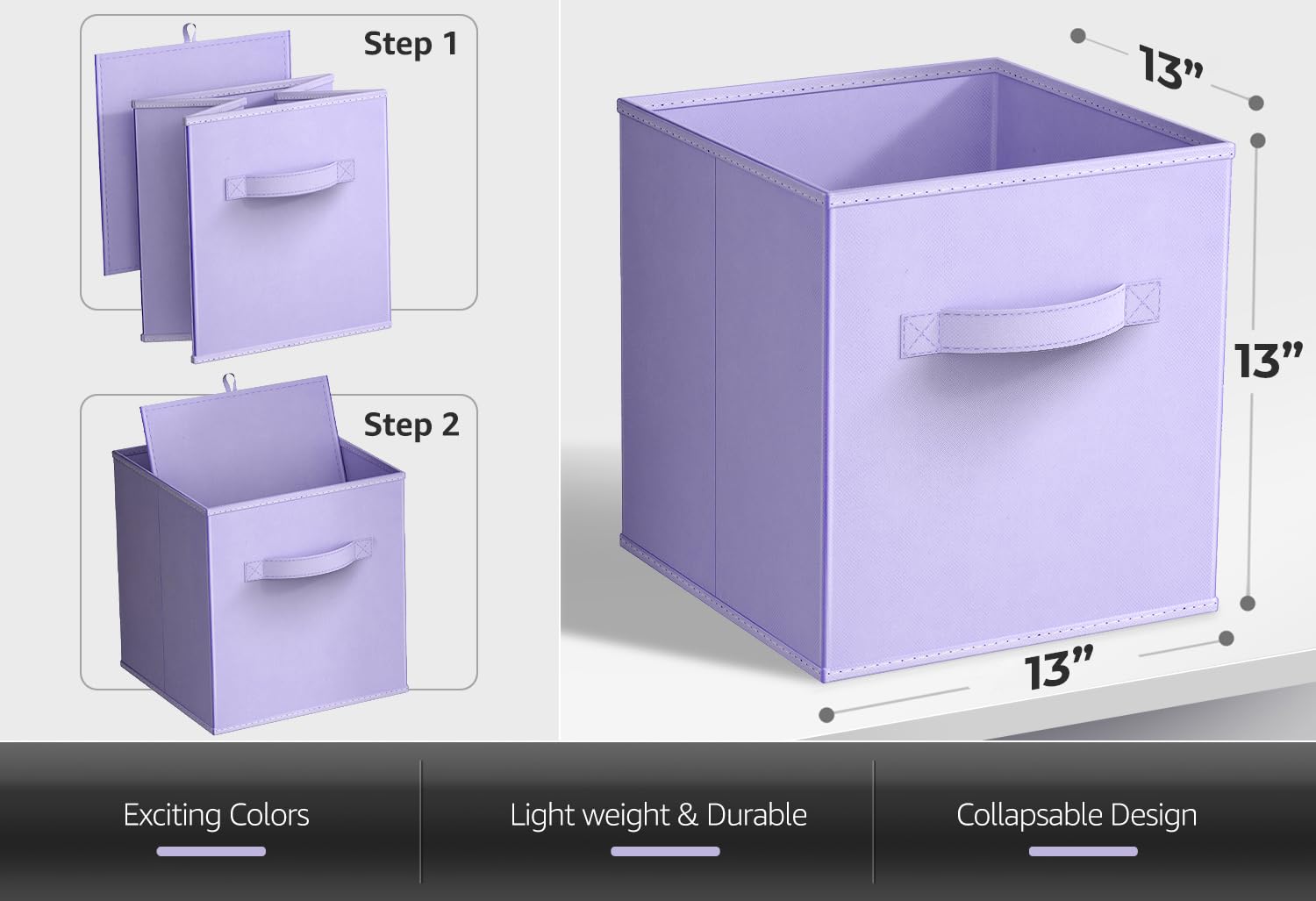 Sorbus Fabric Storage Cubes, 6 Foldable Storage Bins for Organizing Pantry Cubbies, Toy Box - Image 6
