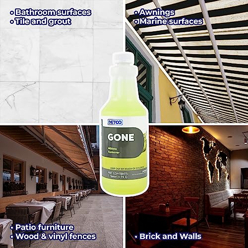 Detco Gone Instant Mold & Mildew Remover - 12.5% Bleach Industrial-Strength Cleaner, Stain Removal On Shower, Siding, Bathroom Tile, Grout, Trim, Boats, And Outdoor Furniture, 1-Quart Spray Bottle #TOP5