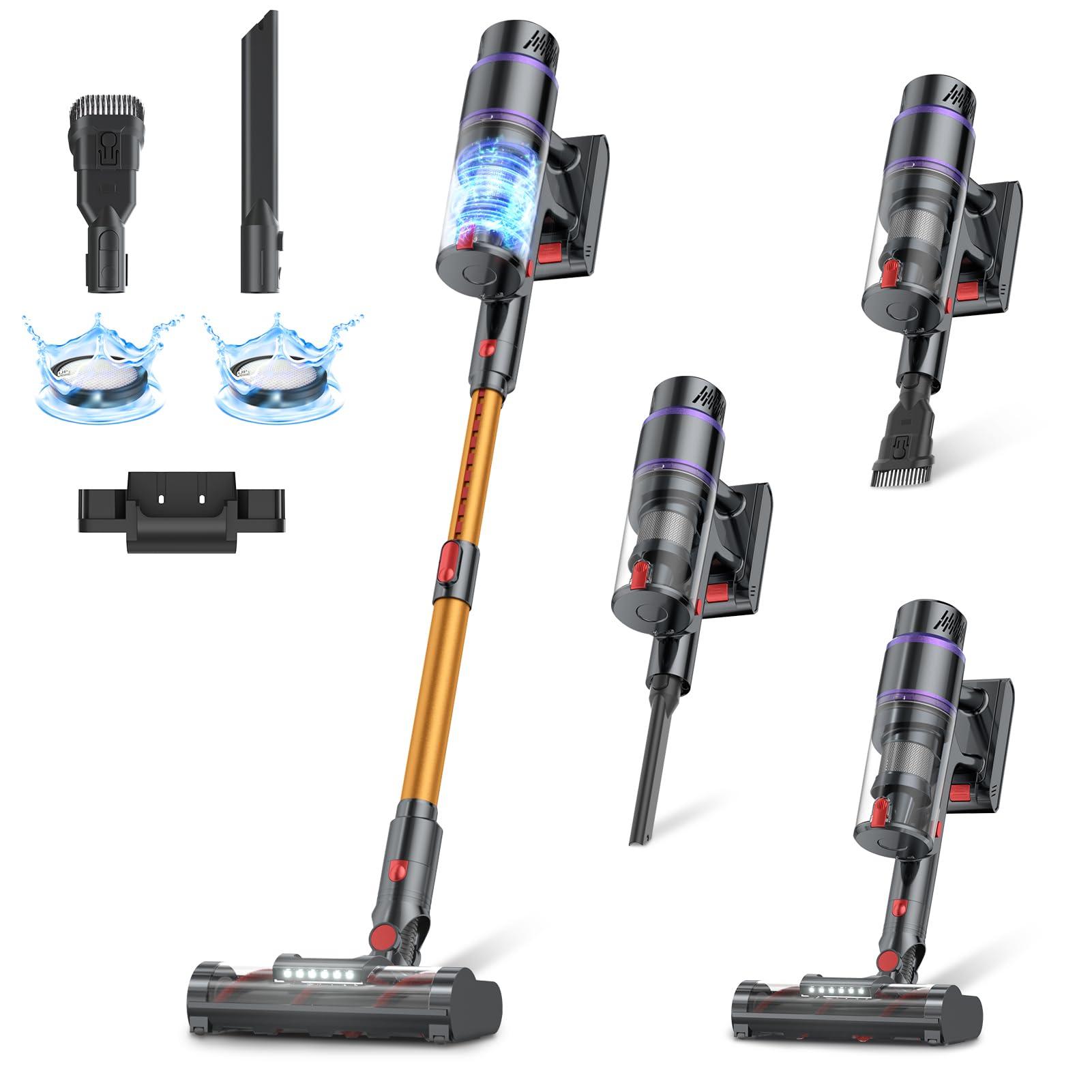 Aspiradora inalámbrica de 550 W, 50 kPa, 70 minutos de uso, con modo automático inteligente, pantalla táctil LED, autónoma, inalámbrica, recargable, para pelo de mascotas, alfombras y suelos.