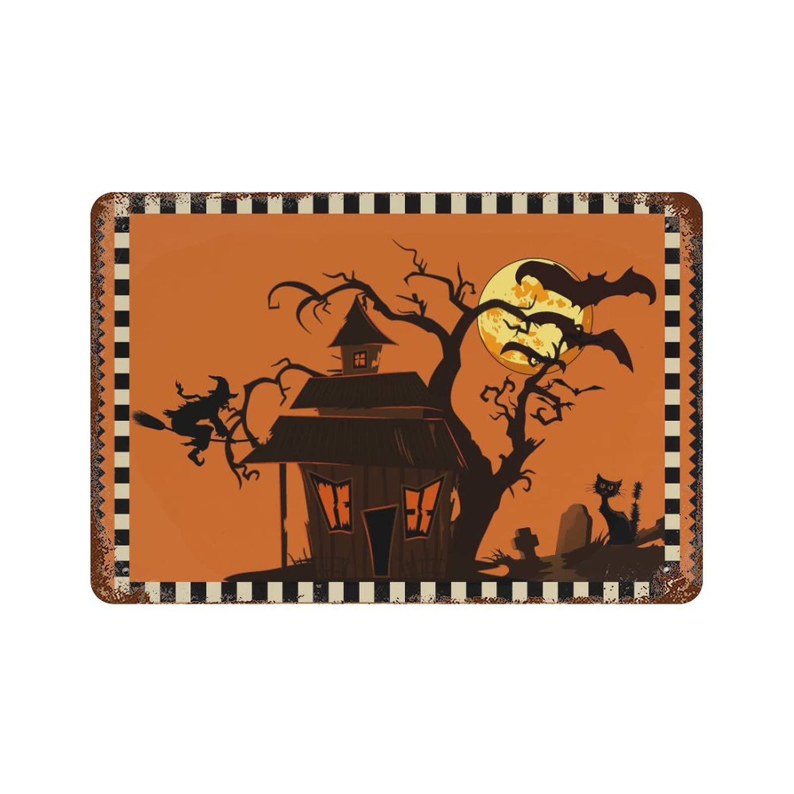 Plaque Halloween château de sorcière pour décorer votre entrée