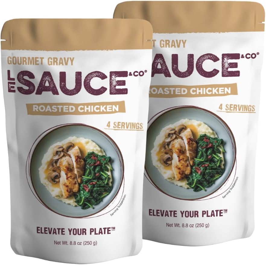 Le Sauce & Co. 4-serving Roasted Chicken Gourmet Brown Gravy, Gluten Free, Premium Broth, Add to Rotisserie Chicken Breast, Mashed Potatoes, Pantry Staples, Cream Gravy Mix