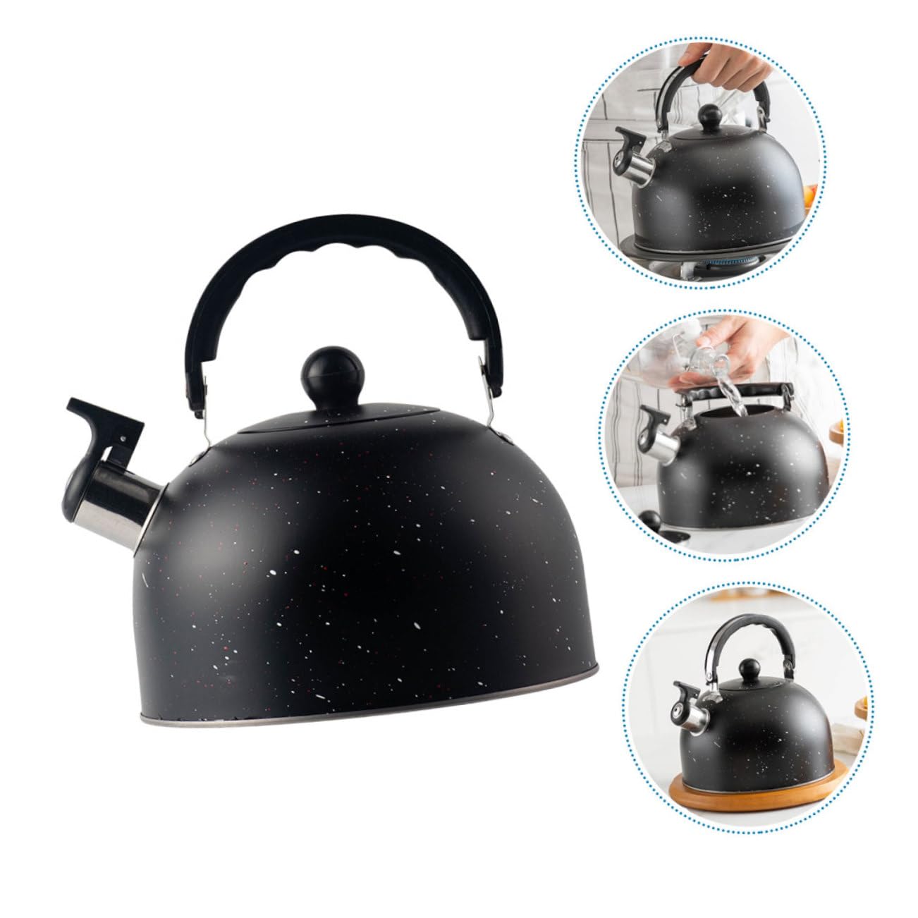 Hervidor de Agua portátil y Ligero de Acero Inoxidable con Mango Anti-escaldaduras para cocinas de inducción a Gas, Ideal para restaurantes.