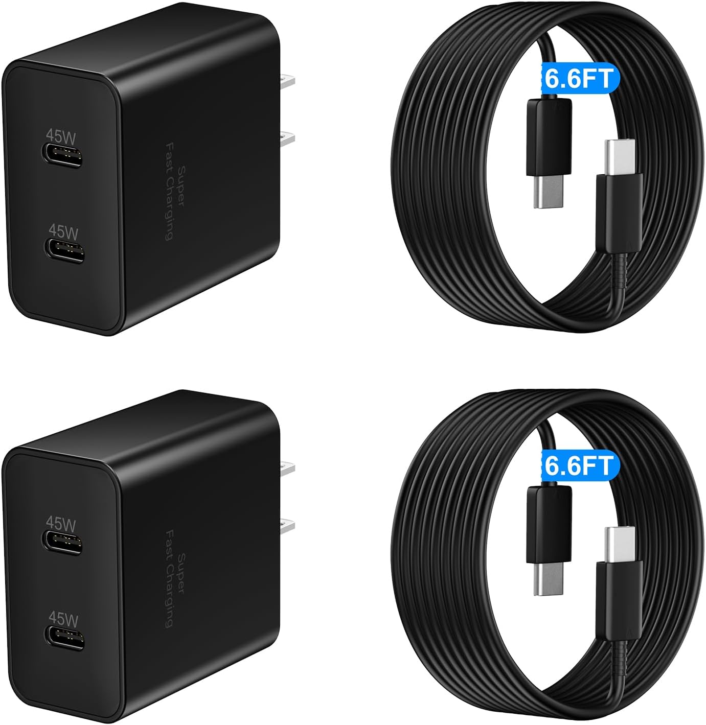 45W Super Fast Charger USB C, Dual Android Phone Charger Type C Chargers Fast Charging Block with 6.6FT Long USB-C Charging Cable Cord for Samsung Galaxy S26 Ultra/S26+/S26/S25 Ultra/S25/S24Ultra/S24