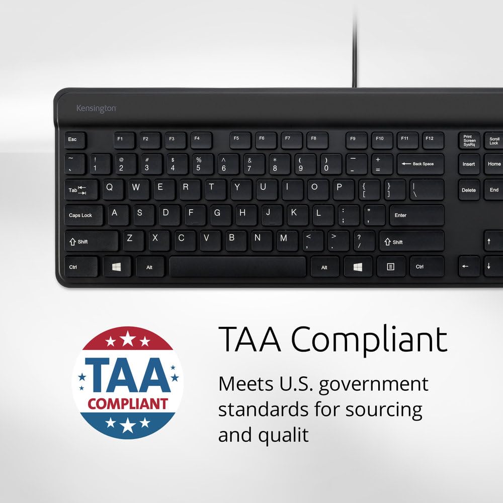 Kensington KB201C Simple Solutions Tastiera cablata con lettore di smart card (CAC), conforme TAA, nero (K75454TAA)