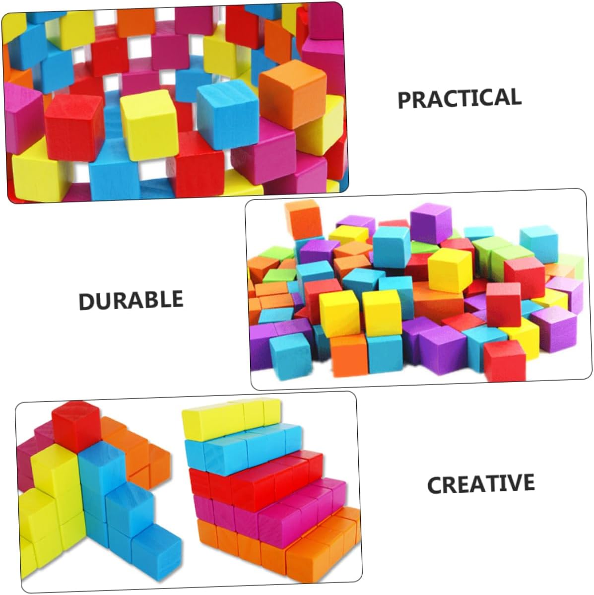 BESPORTBLE 100PCS Colorful Educational Cube Blocks Safe Building for Early Learning and Skill Development