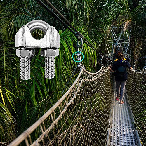 TERF® 10 Pcs Wire Rope Clip Clamps M6 for Ø 6mm (1/4") Rope Cable Grip Galvanized Steel U Bolt Saddle Fastener for Rigging and Tension Cable - Image 6