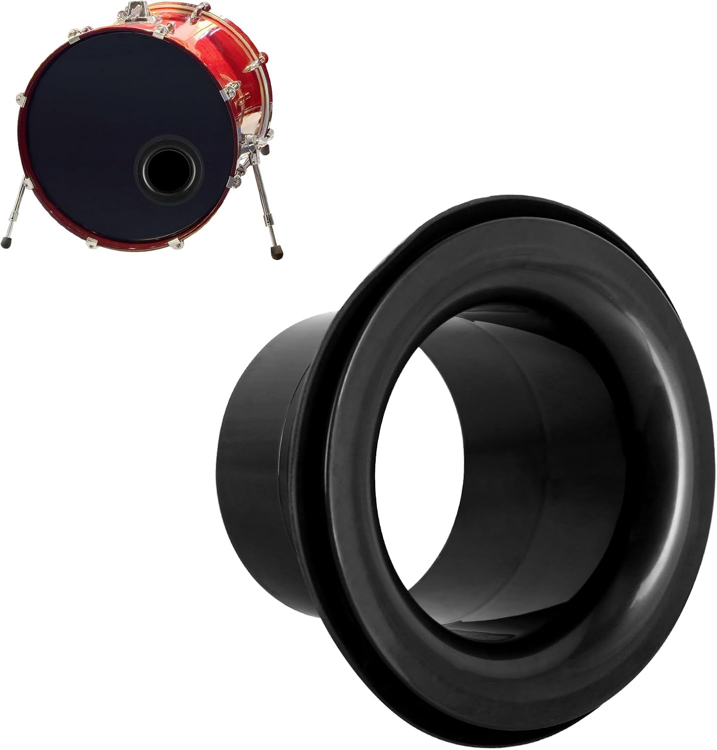 RANMING Bass Drum Enhancer Kick Drum Enhancer ABS Rubber Bass Drums Effect Amplifier Bass Hole Protection Speaker Expands LowEnd Frequency Enhancers Portable Drums Percussion Accessories Black