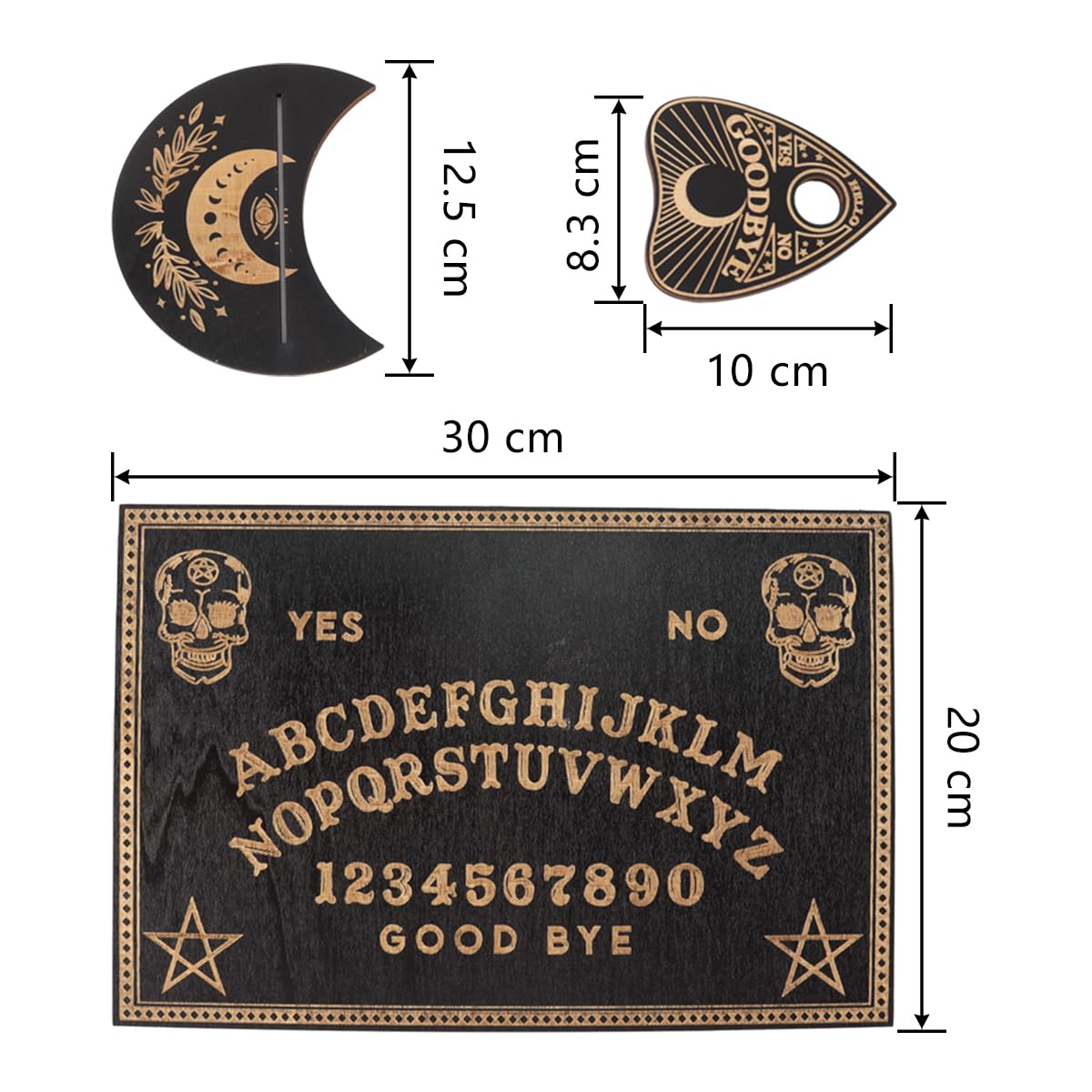 Zestaw drewnianych tablic Ouija Klasyczne tablice do rozmów z planszetką, metafizyczna tablica z wiadomościami duchowymi Prezenty Wiccan na artykuły do czarów Prezenty czarne