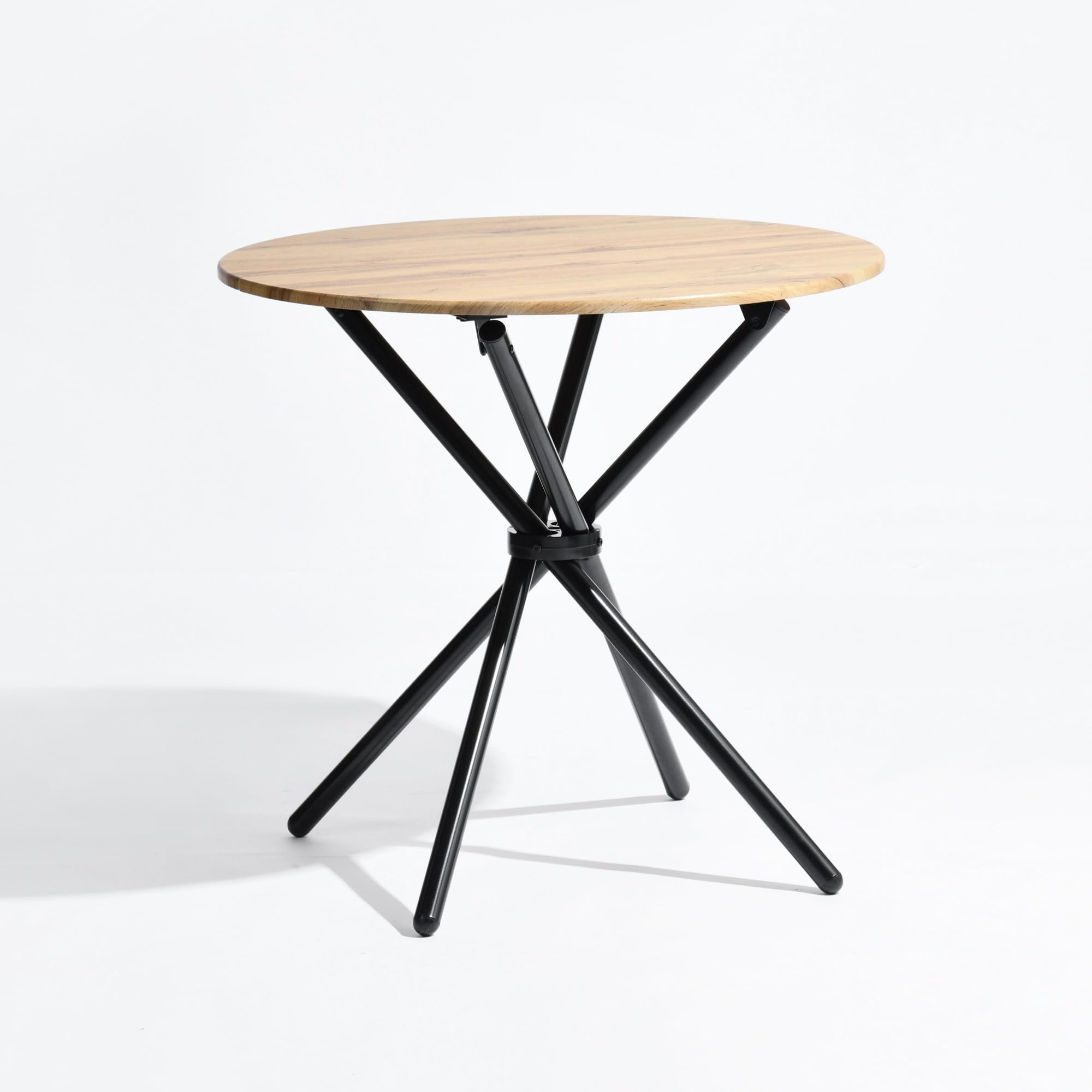 Table ronde moderne chêne foncé 80x80 pour petite salle à manger