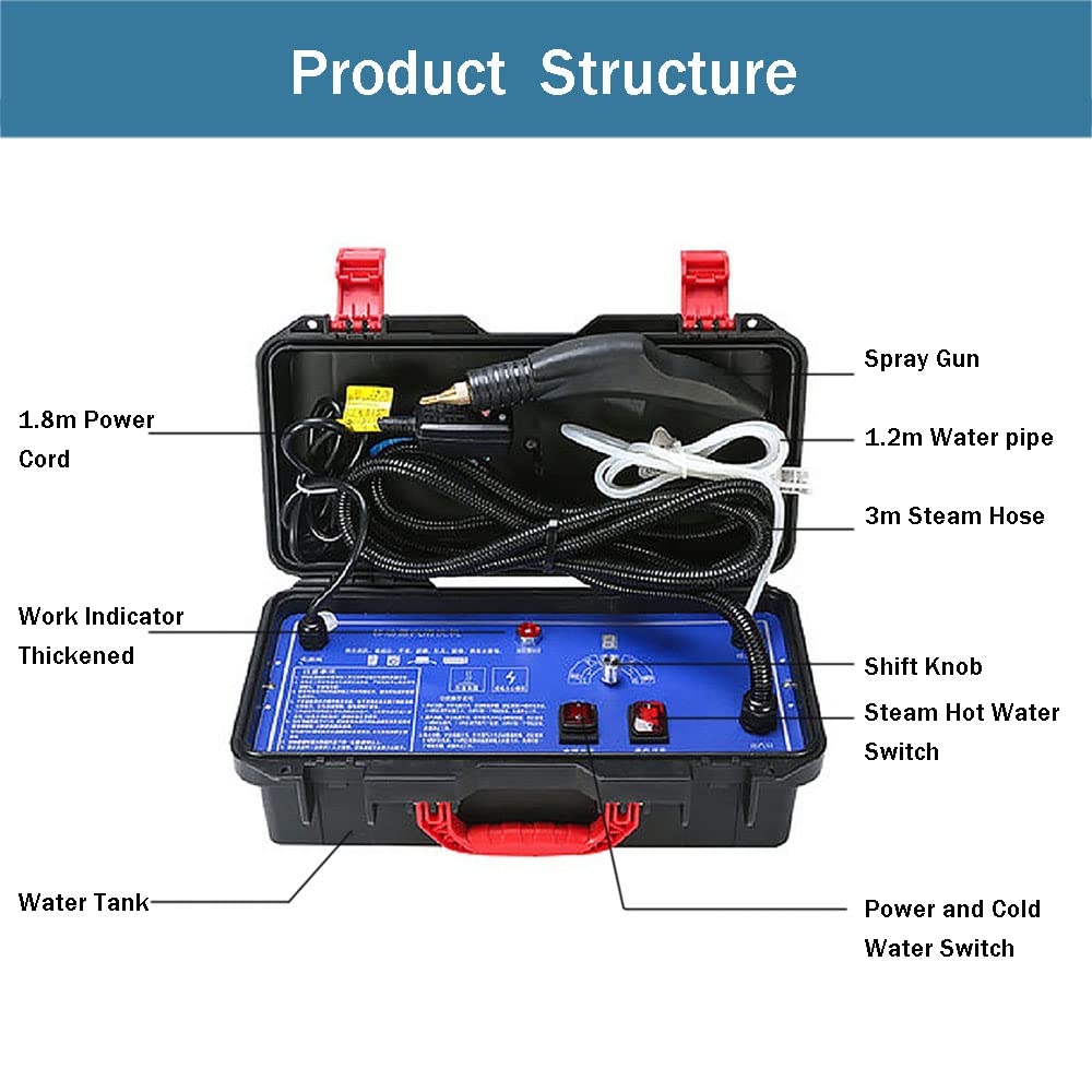 High Pressure Steam Cleaner,1600W Portable Steam Cleaning Machine with High Pressure Wash Function, Adjustable High Temperature Cleaning Tools for Kitchen Furniture Car