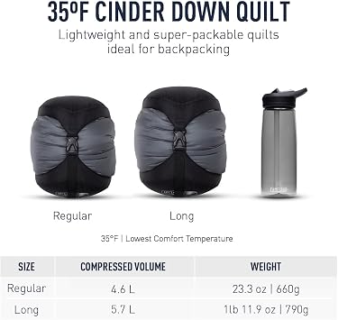 Sea to Summit Cinder Lightweight Down Backpacking Quilt