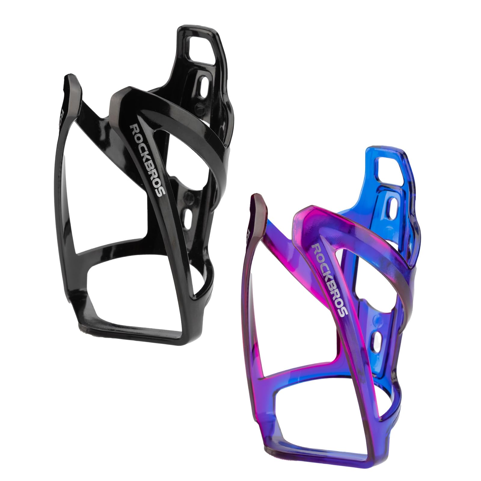 ROCKBROS Bottle Cage, Robust PC Bicycle Cup Holder, 35g Lightweight Scratch-Resistant Bike Drinks Holder Universal for MTB, Road, Folding Bikes, 2PCS Set Black Purple