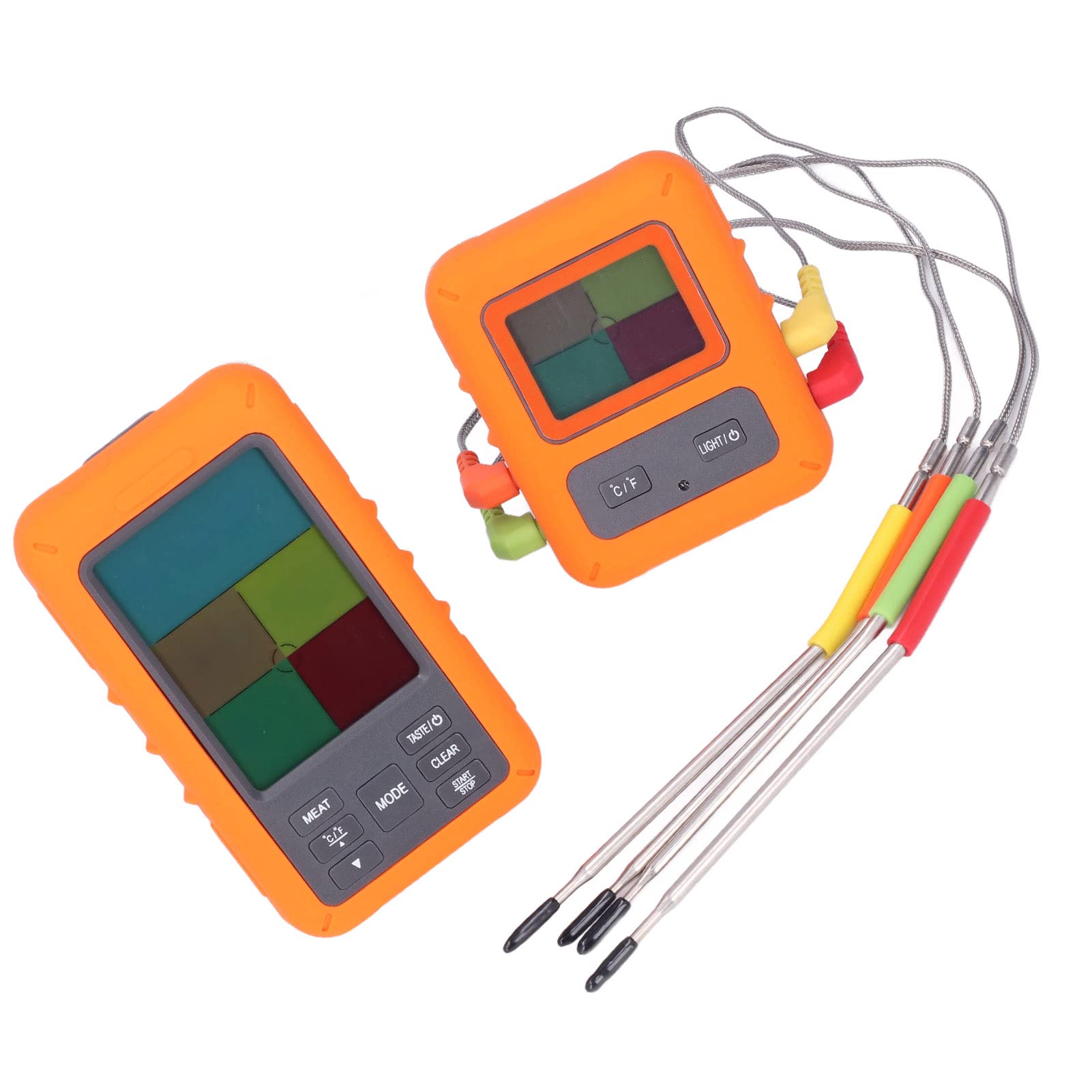 Termometro Per Carne Wireless, Termometro Digitale Per Barbecue Con 4 Sonde, Display LCD Retroilluminato, Funzione Allarme, 9 Impostazioni Carne Preimpostate USDA, Per Cottura