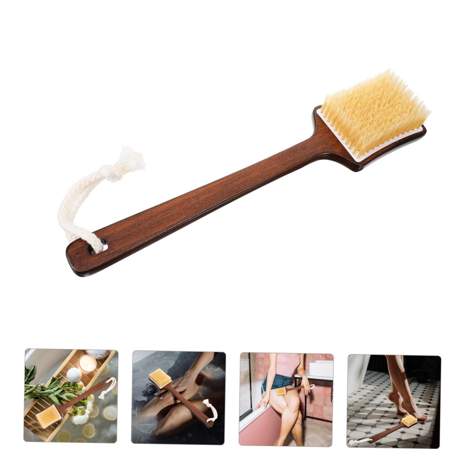 Beaupretty 5piezas Cepillo Mango y Cerdas De Cerdo Para Exfoliación y Masaje Para Ducha y Espalda Seco y Húmedo