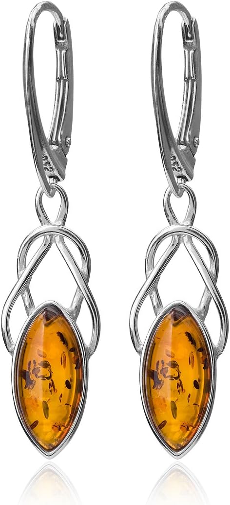 Ian and Valeri Co. Amber Sterling Silver Marquise Dangle Leverback Earrings