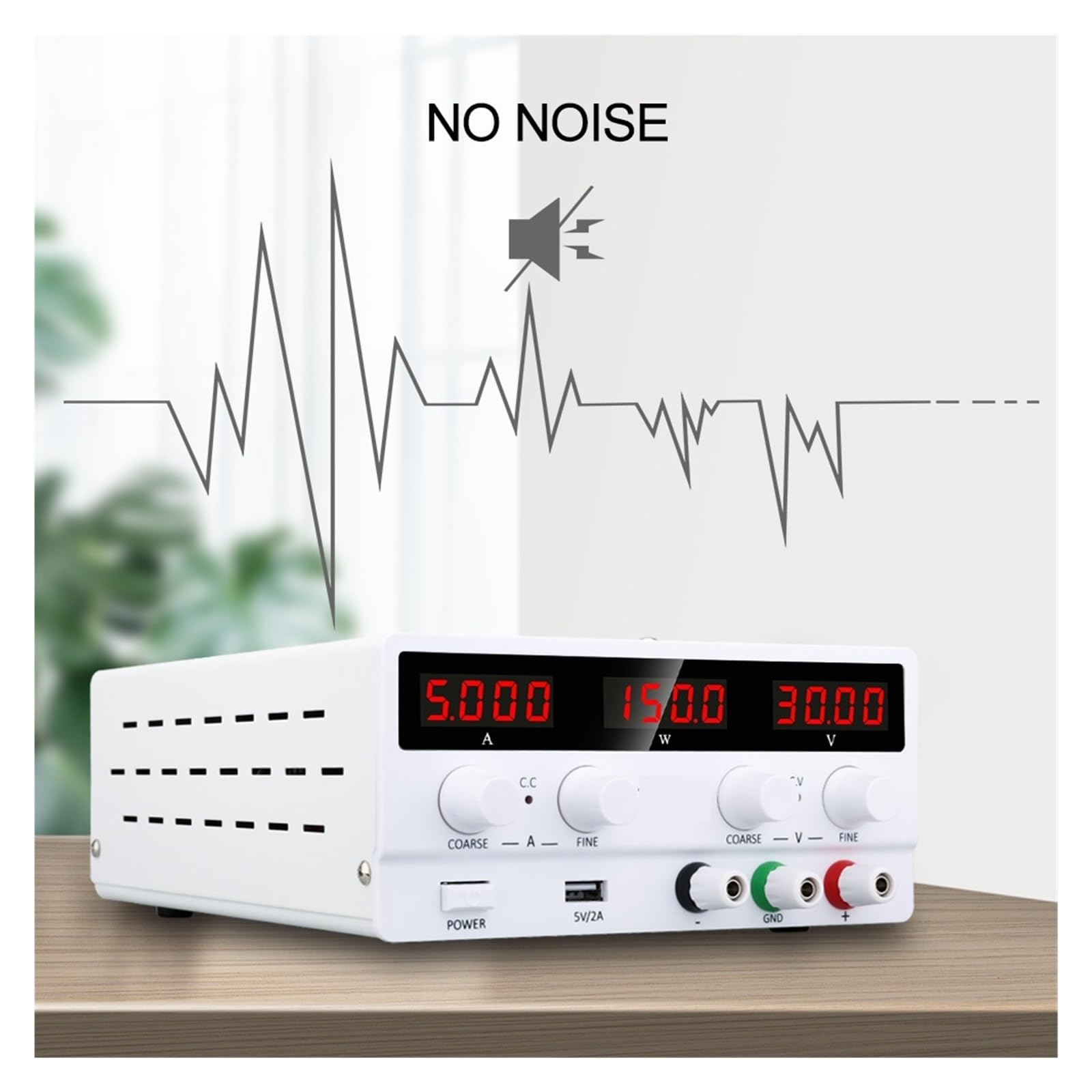 Cyfrowy regulator napięcia USB Zasilacz prądu stałego Regulowany stabilizator Laboratorium przełączające źródło ławki Łatwa Precyzyjna Regulacja(60V 5A White)