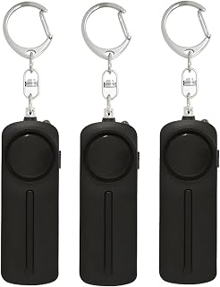 3 llaveros de alarma de seguridad personal, alerta de 130 db, luz LED, herramientas de seguridad portátiles, color negro