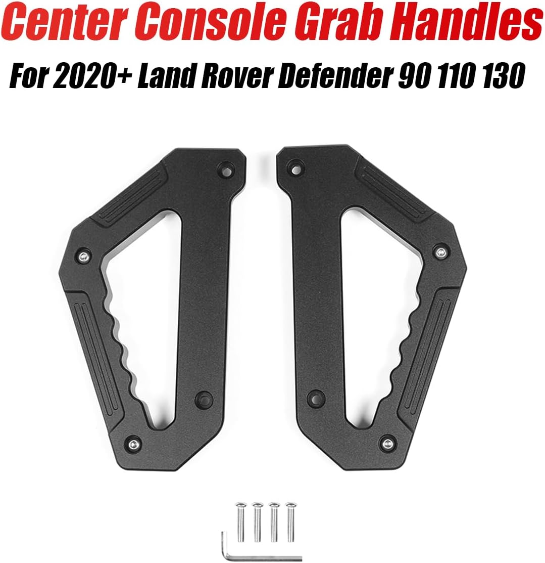 2Pcs Center Console Grab Handles Compatible with 2020-2025 Land Rover Defender 90 110 130 Aluminum Alloy Grip Handle for Armrest Both Side Interior Accessories