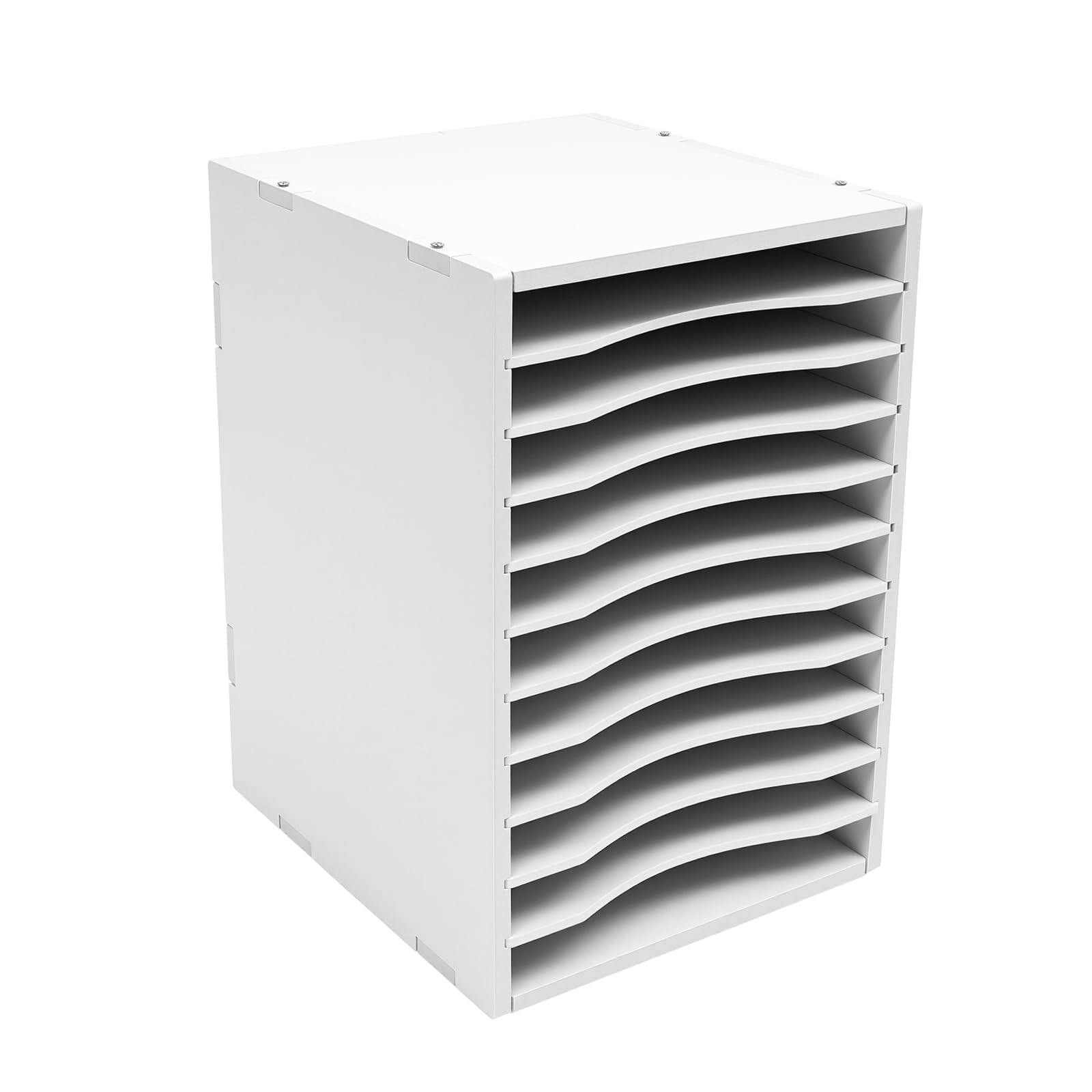 27 x 30 x 40 cm, bianco, verticale, da scrivania, da utilizzare per riporre documenti | Portadocumenti con 11 scomparti, cacciavite e 14 viti, organizer per posta in PVC, laminato durevole
