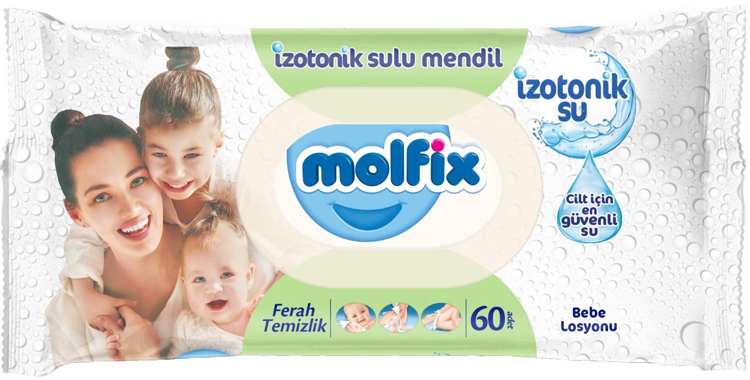 Molfix Islak Havlu Mendil İzotonik Ferah Temizlik 3 Lü set 60 Yaprak Plastik Kapaklı