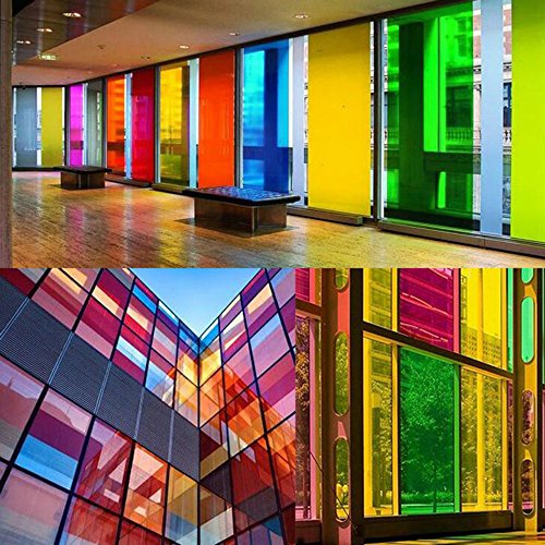 Hohofilm 17.7"X78.7" Colored Window Film Clear Decorative Glass Tint Sun Blocking Heat Control Self Adhesive Window Tint For Building Residential(Yellow) #TOP5