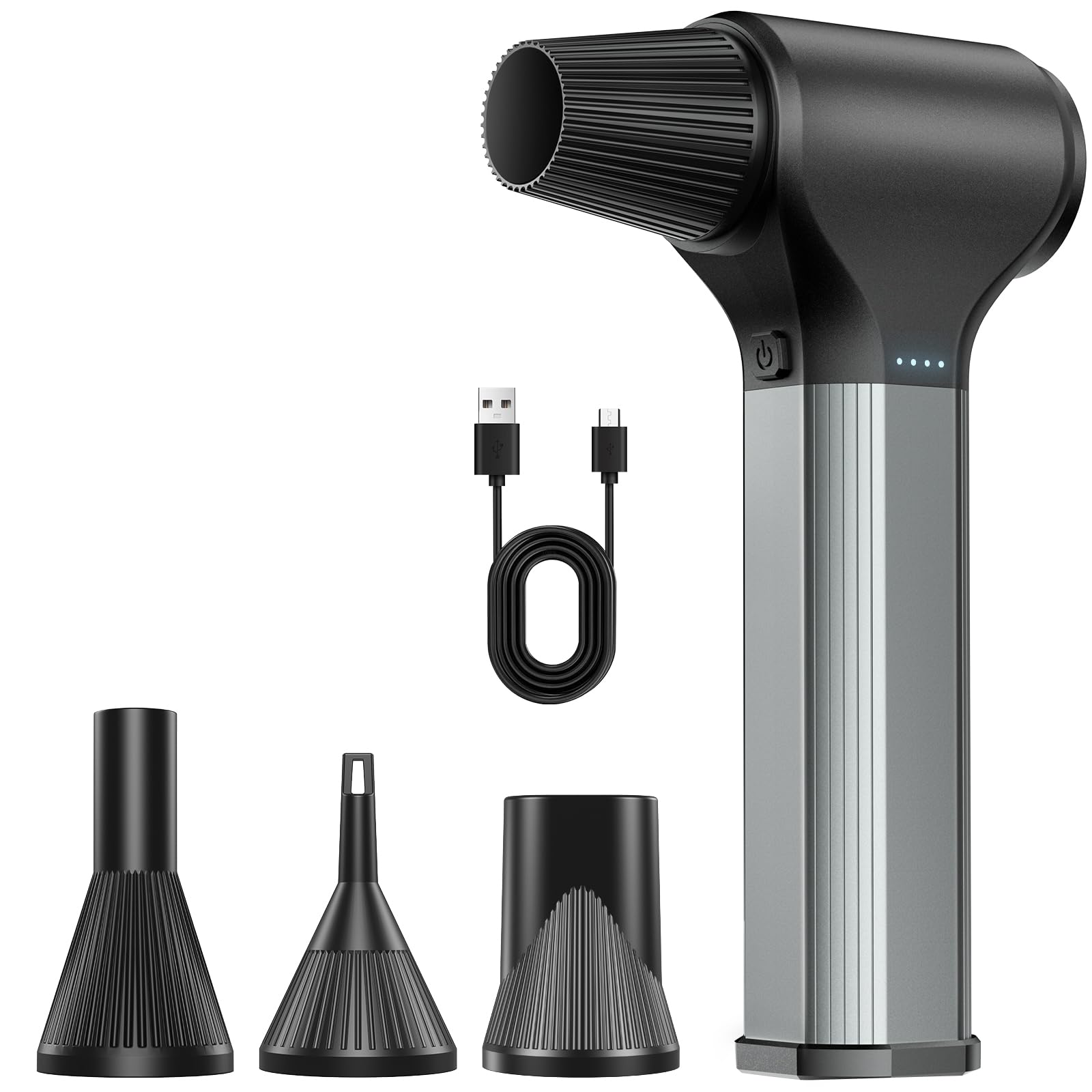 KACNON Compressed Air Duster, 330000RPM Super Power Electric Air Duster Cordless Air Blower Rechargeable 3-Gear Adjustable Mini Blower Turbo Fan Dust Blower for Keyboard, Computer, Car, Home, Outdoor